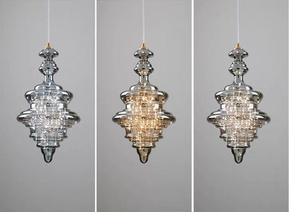 Grijze glazen hanglamp met sterrenhemel-effect voor eetkamer, bar of keukeneiland