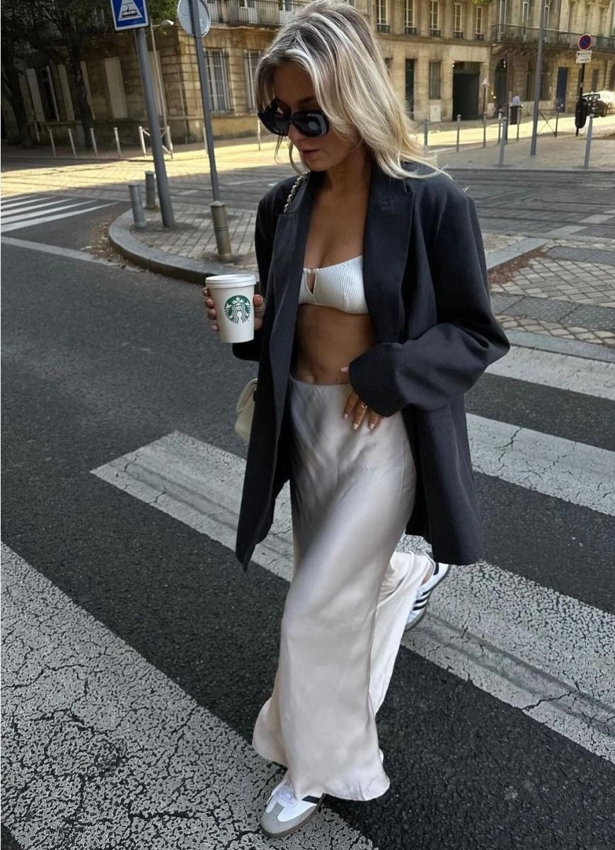 Maxi Rok van Satijn met Glans Comfy en Luchtig