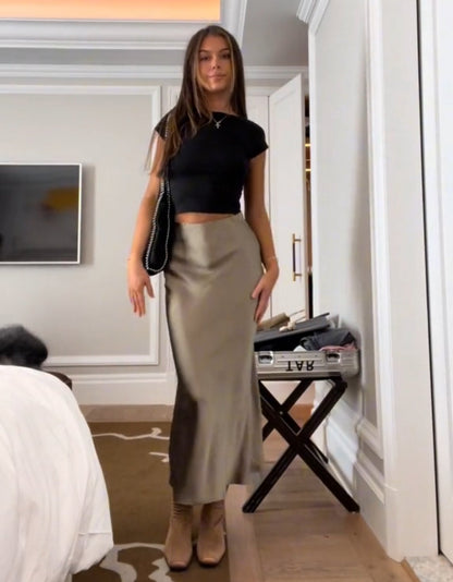 Maxi Rok van Satijn met Glans Comfy en Luchtig