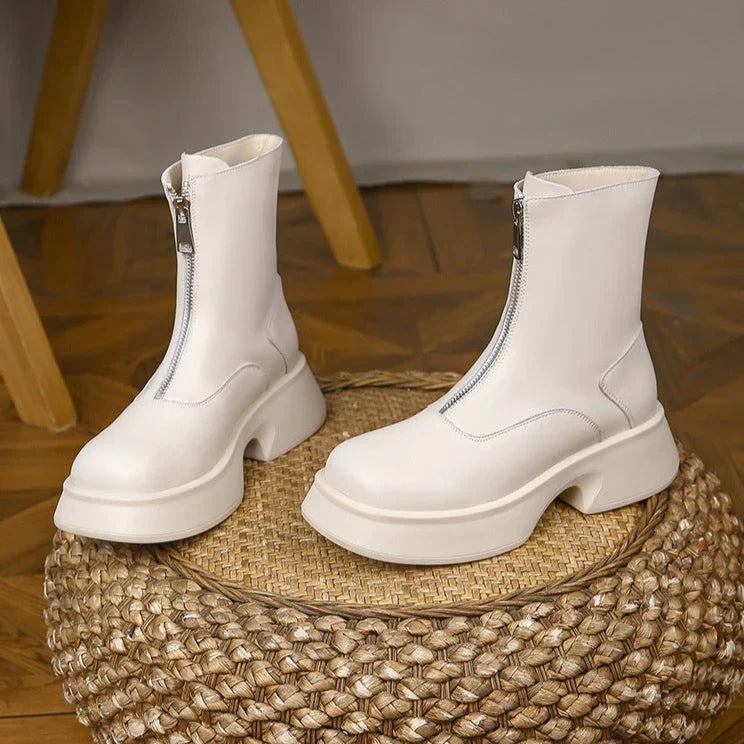 Leer Winterlaarzen met Kunstbont Warm en Stylish