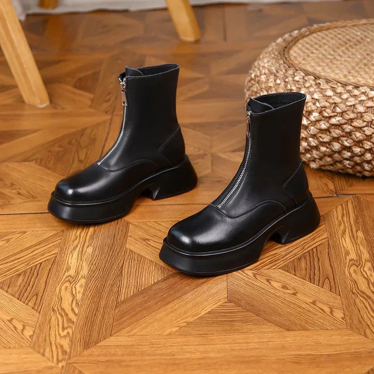 Leer Winterlaarzen met Kunstbont Warm en Stylish