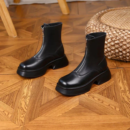 Leer Winterlaarzen met Kunstbont Warm en Stylish