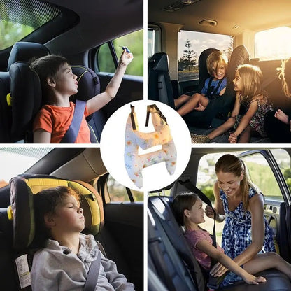 Autokussen Kind Hoofdsteun Katoenmix 67x50cm Beige Reiskussen Auto Neksteun Kinderstoel Lange Rit Comfort Slaapondersteuning