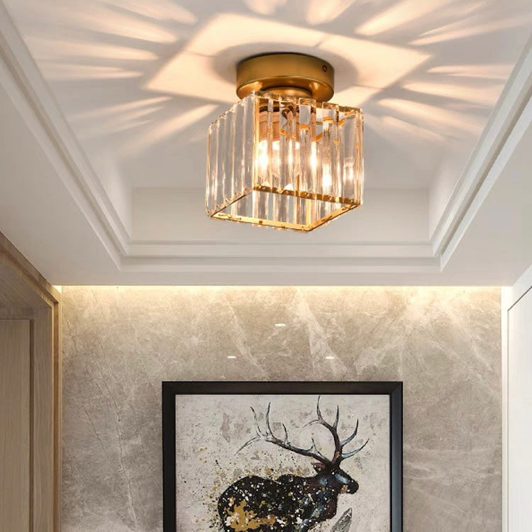 Kilon plafondlamp kristal kubus messing plafond hal woonkamer slaapkamer moderne verlichting compact