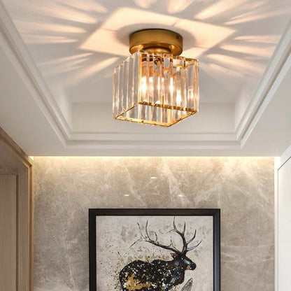 Kilon plafondlamp kristal kubus messing plafond hal woonkamer slaapkamer moderne verlichting compact