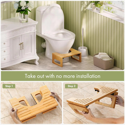 Inklapbare Bamboe Toiletsteun met Antislip Voetjes 41×27×18cm voor Stabiele Houding en Comfort