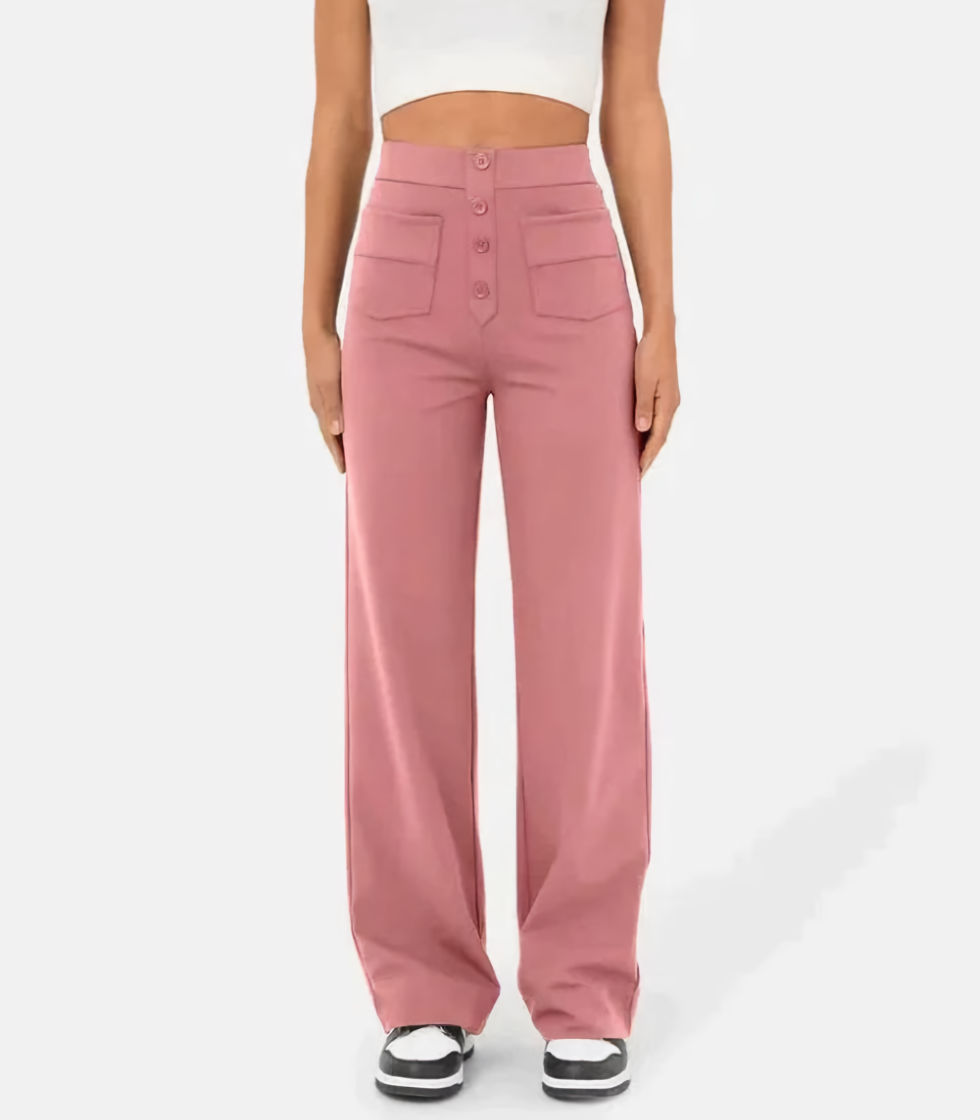 Hoge Taille Broek met Knoopsluiting Comfortabel - StudioMarella