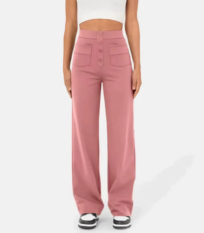 Hoge Taille Broek met Knoopsluiting Comfortabel - StudioMarella
