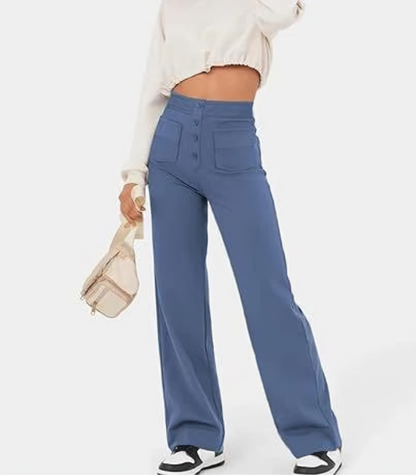 Hoge Taille Broek met Knoopsluiting Comfortabel