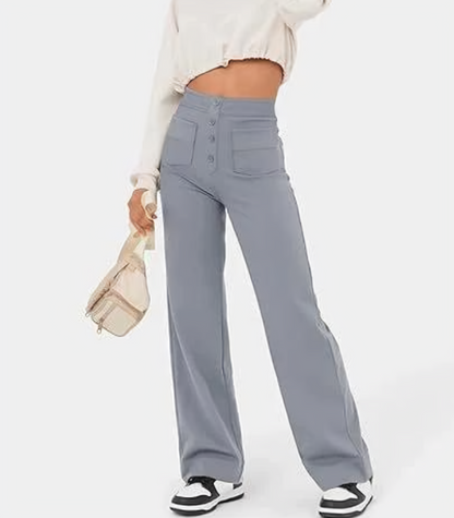 Hoge Taille Broek met Knoopsluiting Comfortabel