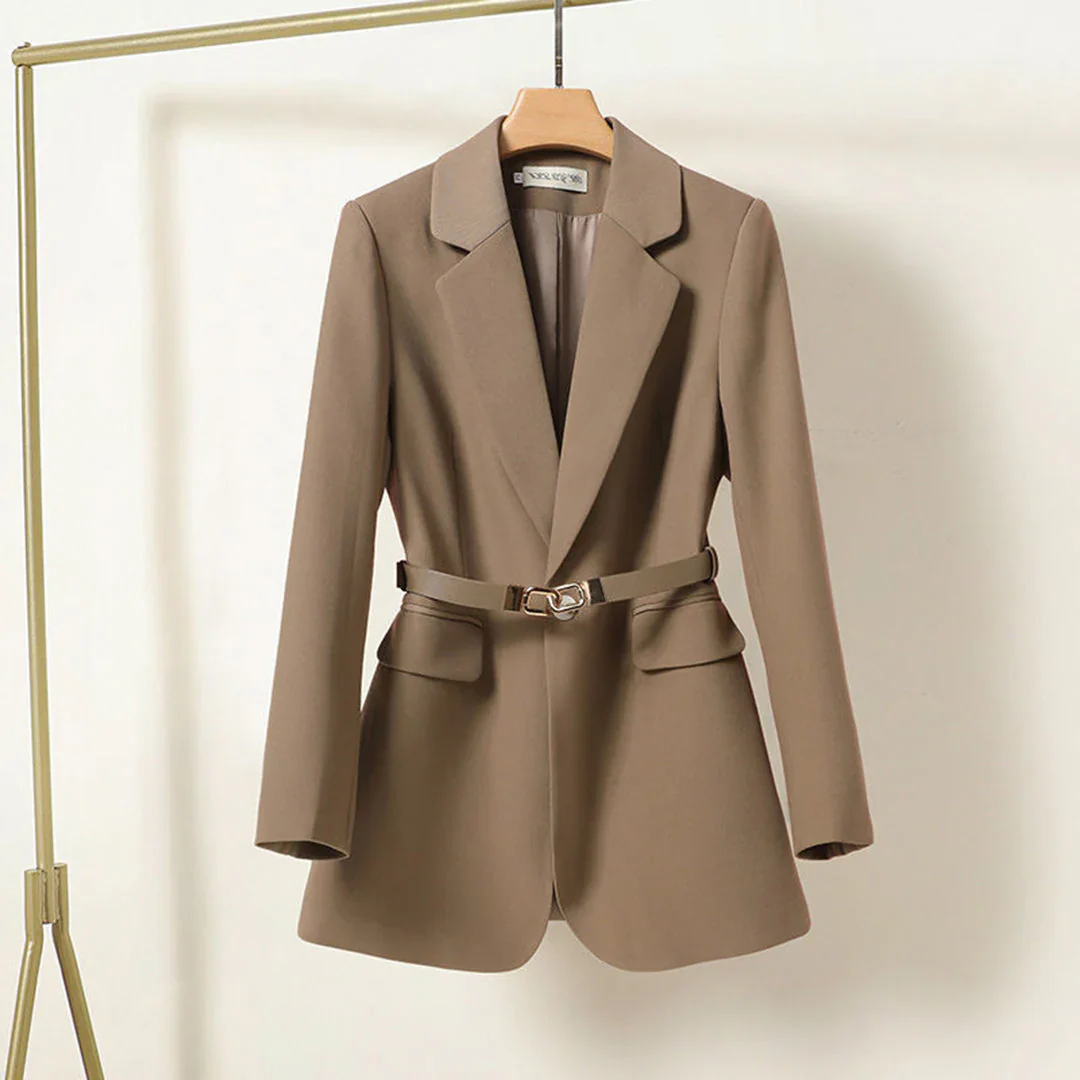 Dames Blazer Met Ceintuur Taille Model Elegant Klassiek
