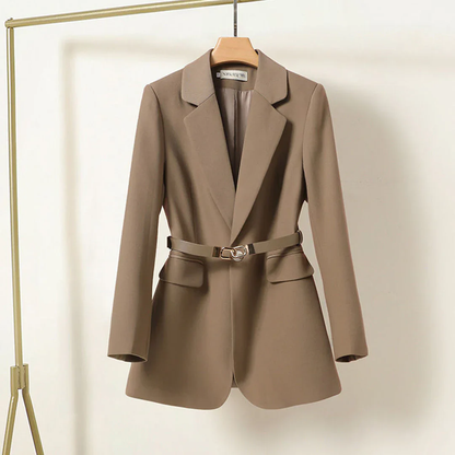Dames Blazer Met Ceintuur Taille Model Elegant Klassiek