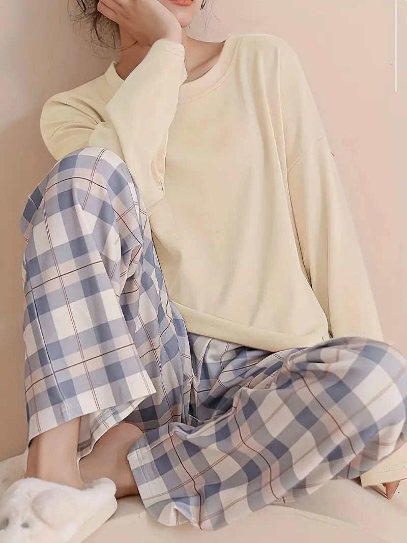 Dames Pyjama Ruitpatroon Zacht en Zomerse Stof