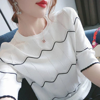 Korte Mouw Shirt Koreaans Gestreept Zomer Shirt voor Mannen