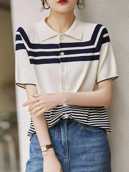 Vrouwen Polo Top Lichte Zomer Kleding IJszijde Stof