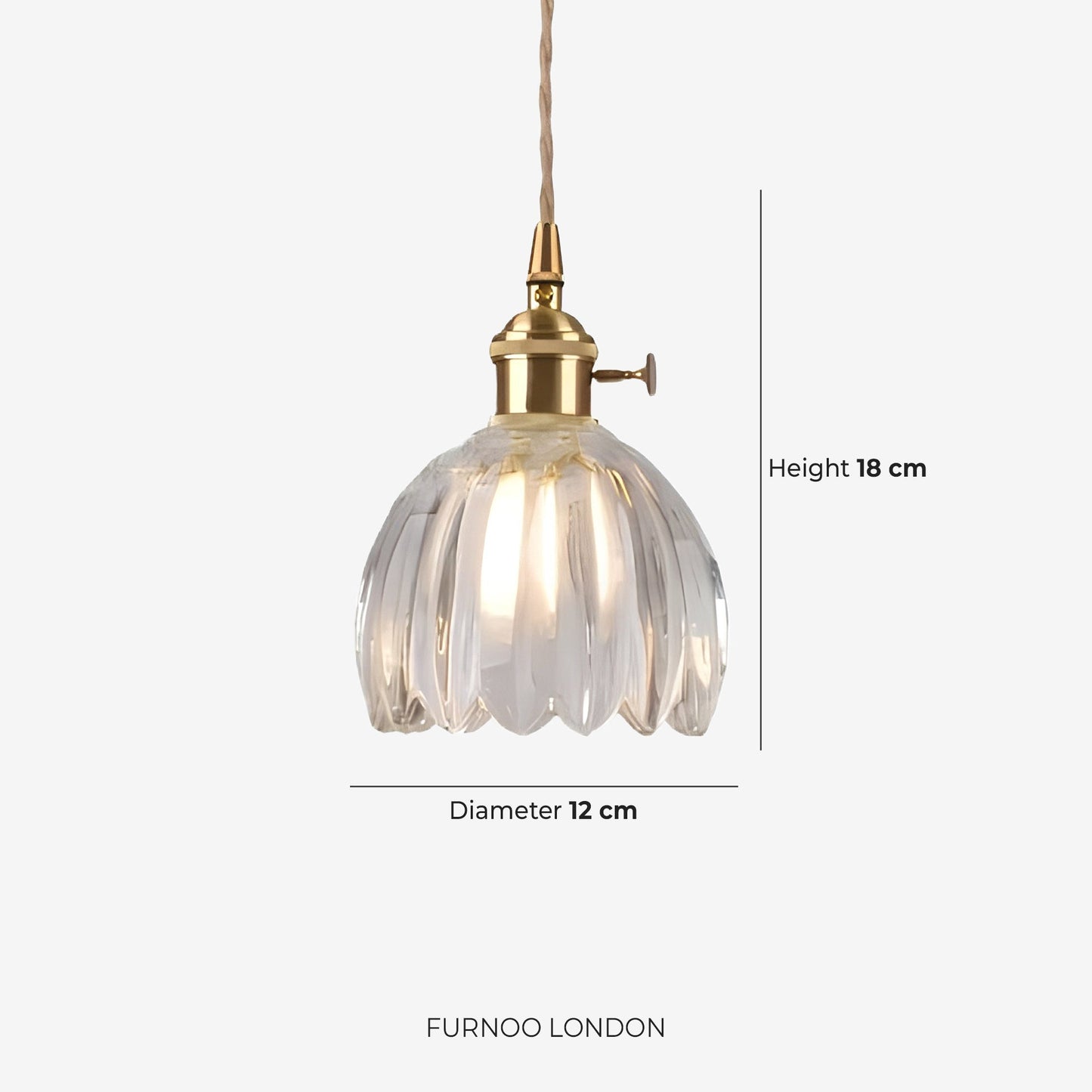 MAREN Hanglamp – Japanse Bloemvormige Glazen Lamp met Zacht Diffuus Licht – Verkrijgbaar in Groen, Transparant, Amber en Rookgrijs – Ø12cm x H18cm