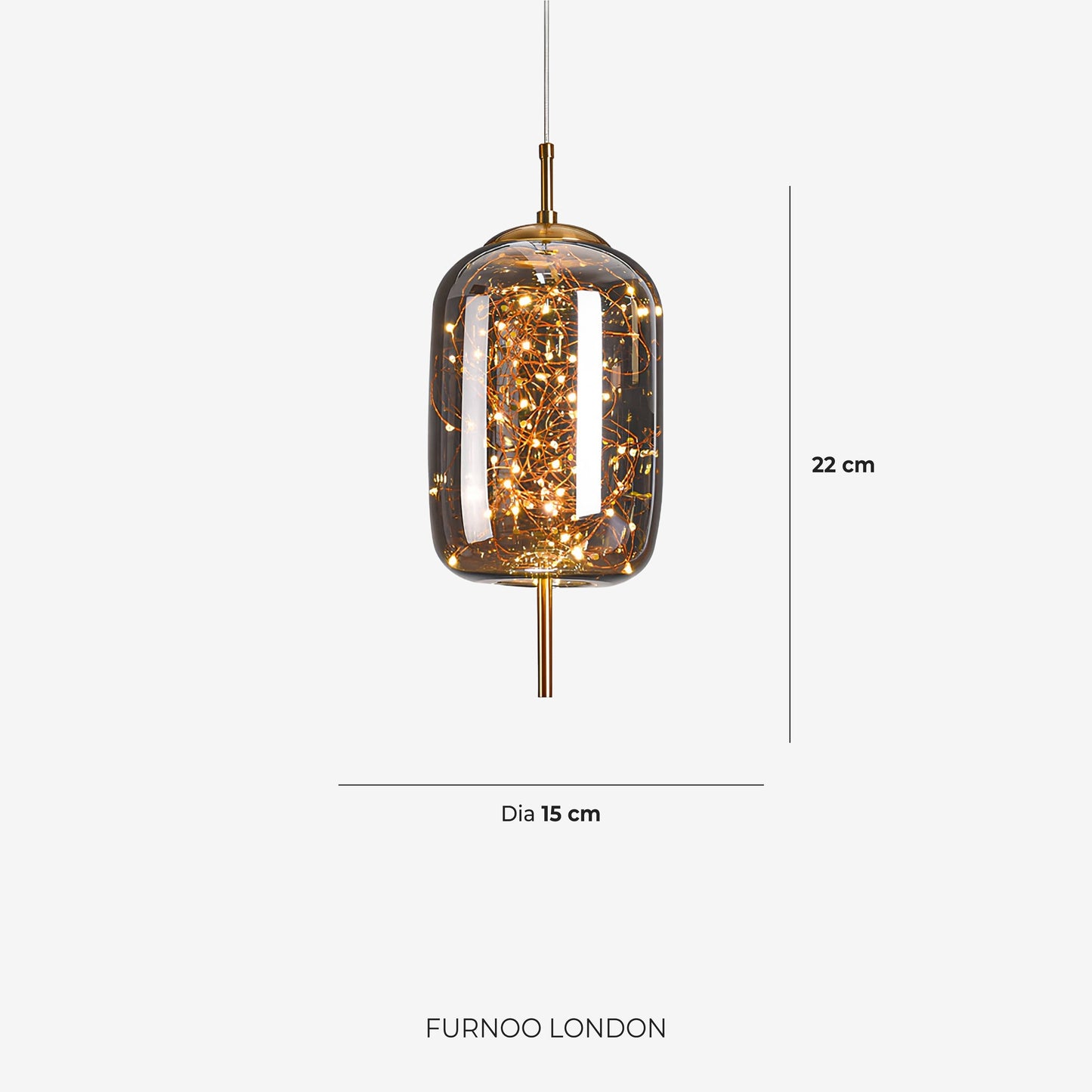 Glazen hanglamp LIV met rookachtige afwerking en warm wit licht – scandinavisch design met handafgewerkt glas – 3 maten beschikbaar