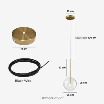 Glazen Hanglamp Bol Messing Chroom Zwart Modern Design Warm Wit 3000K 15cm 20cm 25cm Plafondverlichting Eetkamer