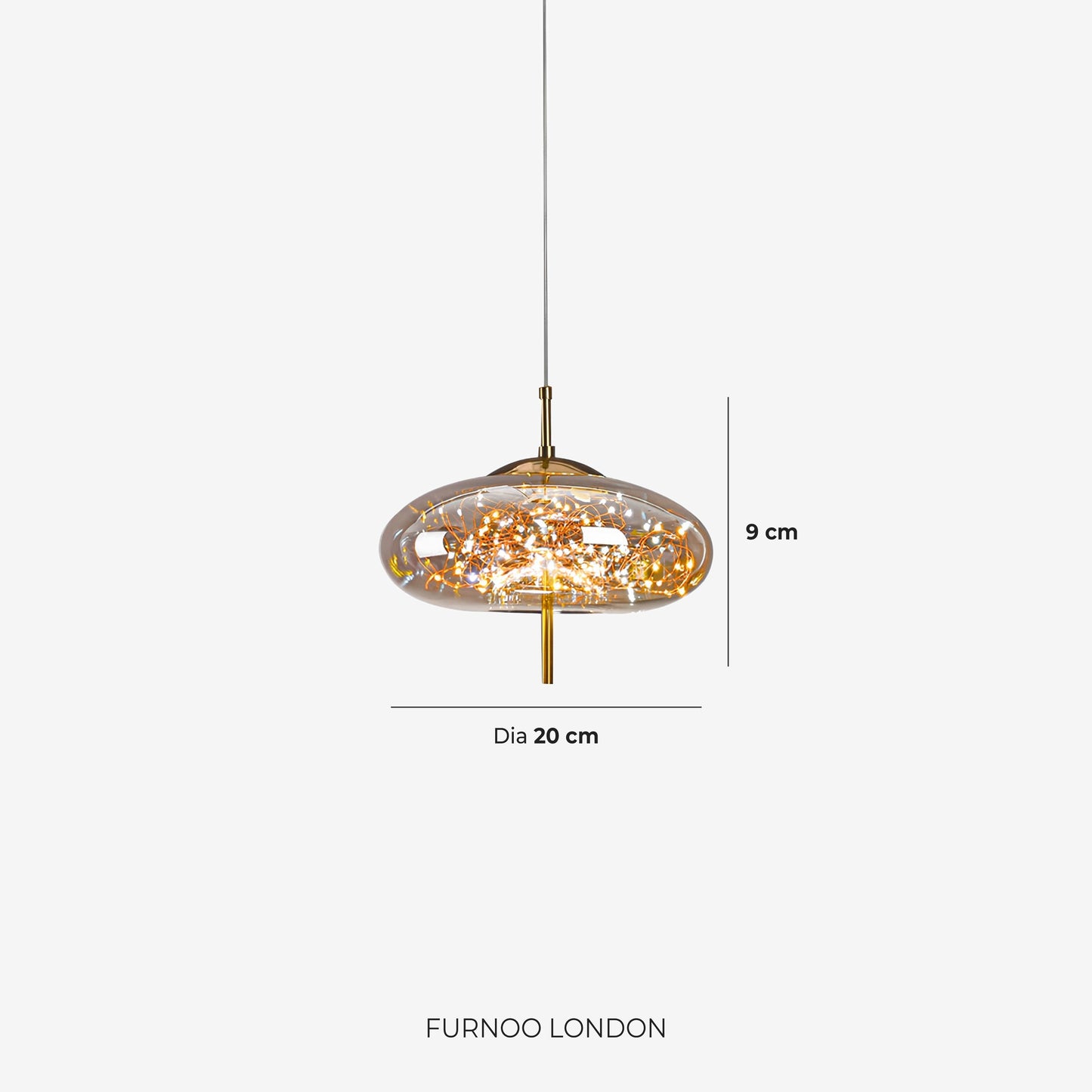 Glazen hanglamp LIV met rookachtige afwerking en warm wit licht – scandinavisch design met handafgewerkt glas – 3 maten beschikbaar
