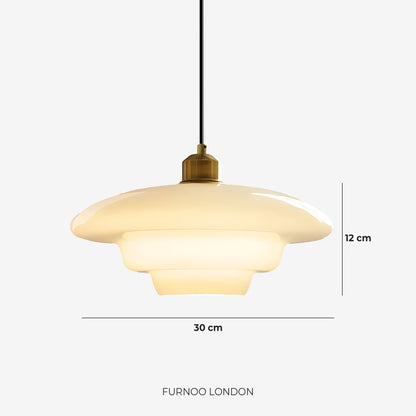 TINA Hanglamp – Mid-Century Melkwit Glas met Geborsteld Messing | Moderne Eetkamer & Keukenverlichting | Verstelbaar | E27 Fitting