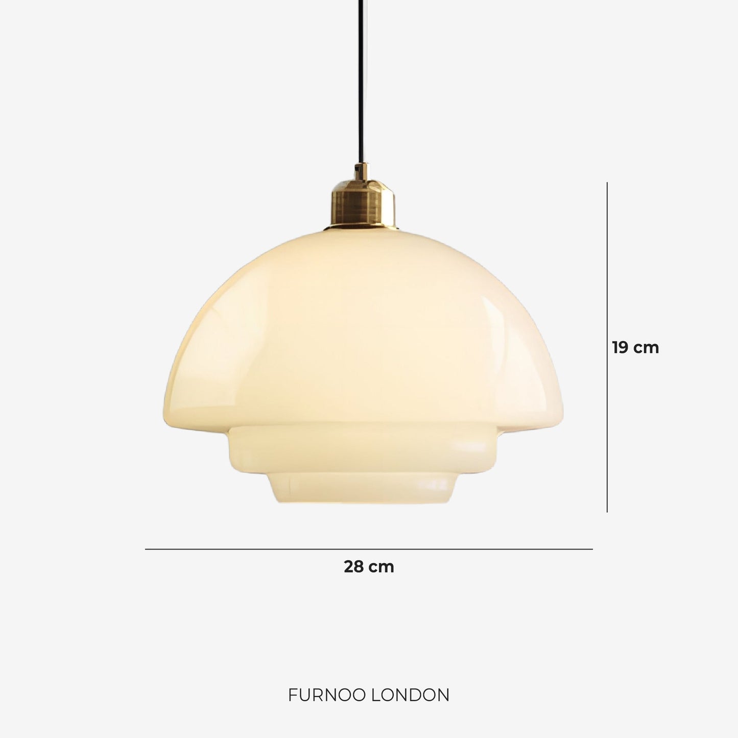 TINA Hanglamp – Mid-Century Melkwit Glas met Geborsteld Messing | Moderne Eetkamer & Keukenverlichting | Verstelbaar | E27 Fitting
