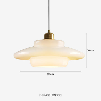 TINA Hanglamp – Mid-Century Melkwit Glas met Geborsteld Messing | Moderne Eetkamer & Keukenverlichting | Verstelbaar | E27 Fitting