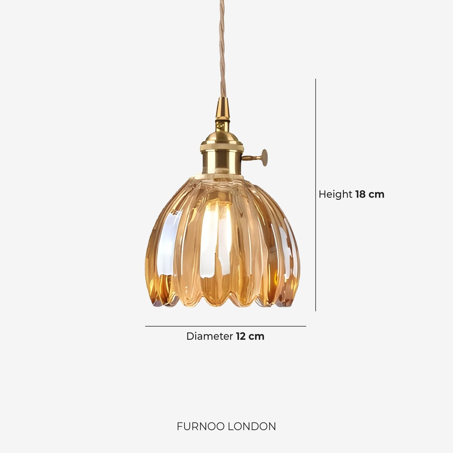 MAREN Hanglamp – Japanse Bloemvormige Glazen Lamp met Zacht Diffuus Licht – Verkrijgbaar in Groen, Transparant, Amber en Rookgrijs – Ø12cm x H18cm
