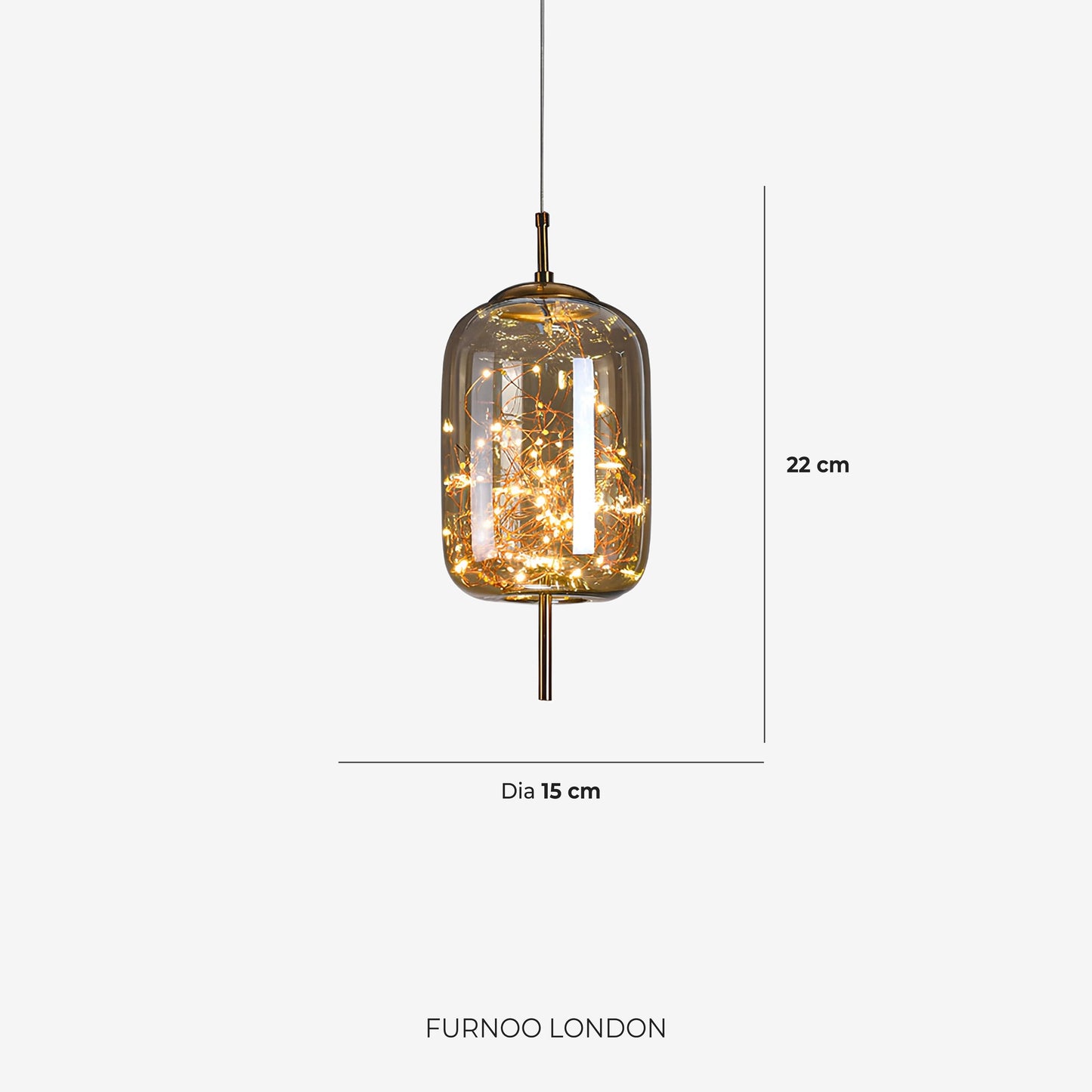 Glazen hanglamp LIV met rookachtige afwerking en warm wit licht – scandinavisch design met handafgewerkt glas – 3 maten beschikbaar