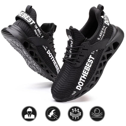 Ultracomfortabele Veiligheidsschoenen met Ademende Flyknit Technologie – Stalen Neus & Kevlar Zool – Antislip Werkschoen voor Professionals