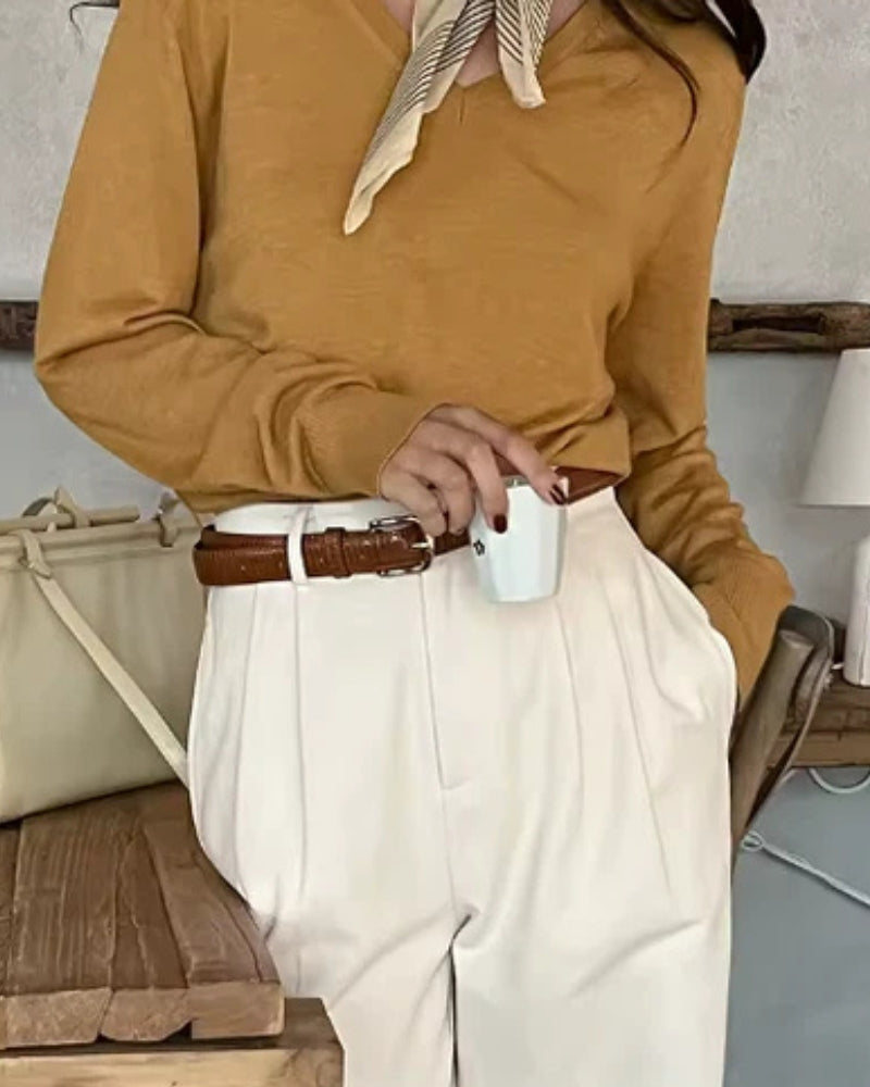 Hoge Broek voor Vrouw met Ceintuur Wijd Model