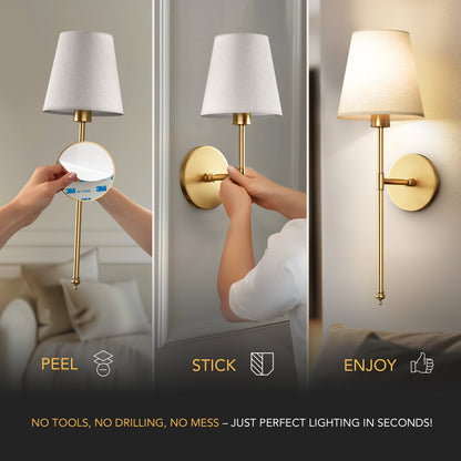 Wandlamp Zonder Boren Draadloos 2-Delig Afstandsbediening Dimbaar Kleurtemperatuur Verstelbaar