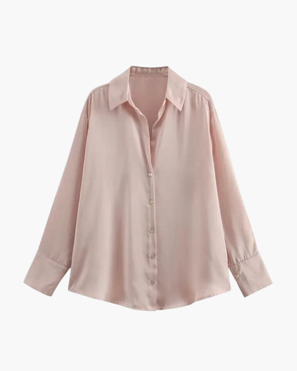 Dames Blouse van Satin met Knopen Elegante Pasvorm