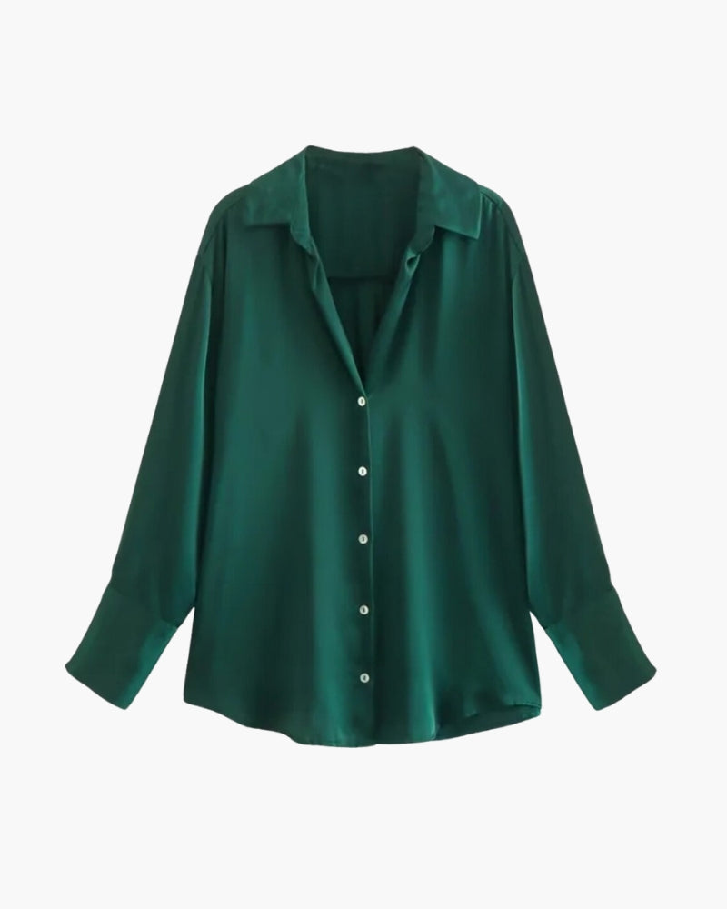 Dames Blouse van Satin met Knopen Elegante Pasvorm