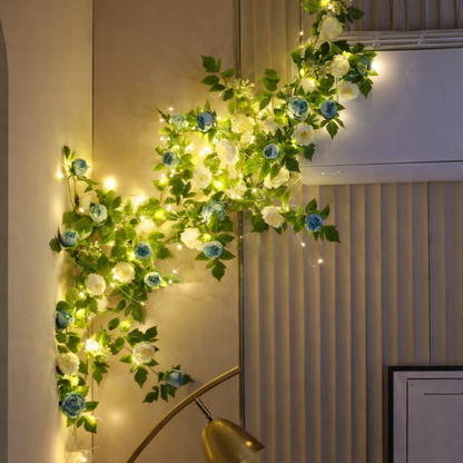 LED Lichtslinger met Roze Rozen voor Wanddecoratie – 5 Meter Sfeerlicht