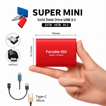 Externe SSD Harde Schijf 500 GB tot 32 TB USB 3.0 Draagbare Opslag Zwart Rood Blauw
