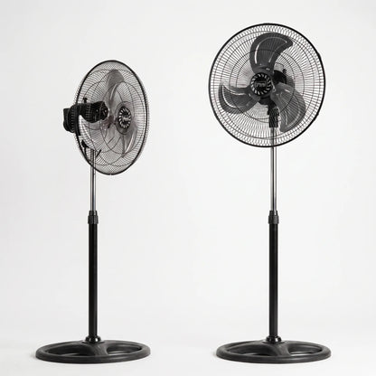 Hoogteverstelbare Staande Ventilator met 3 Snelheden – 45 cm Diameter – 80W – Zwart en Zilver – Set van 2 Stuks voor Optimale Luchtcirculatie