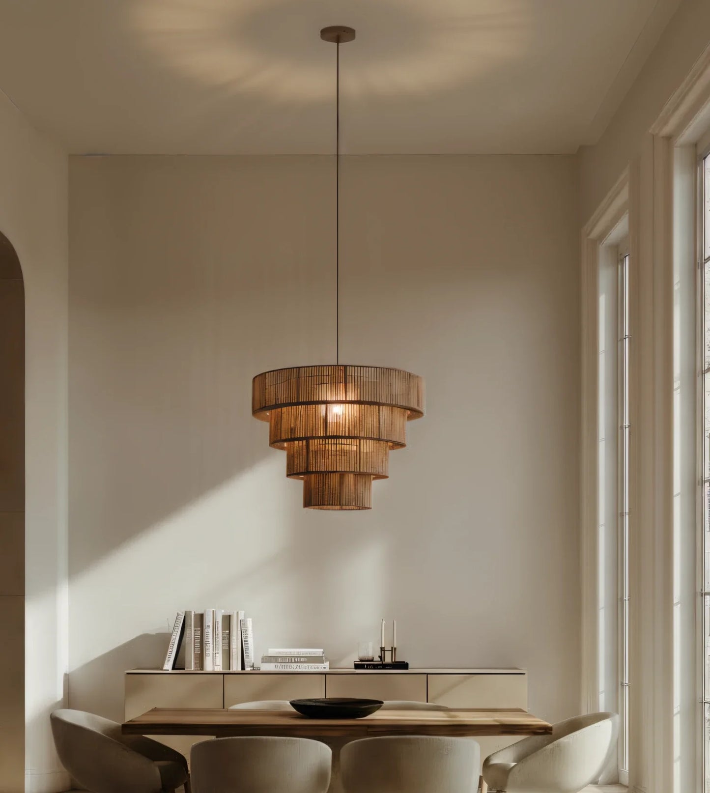 Hanglamp Gevlochten Katoen Taupe 50cm Boho Scandinavisch Verstelbaar