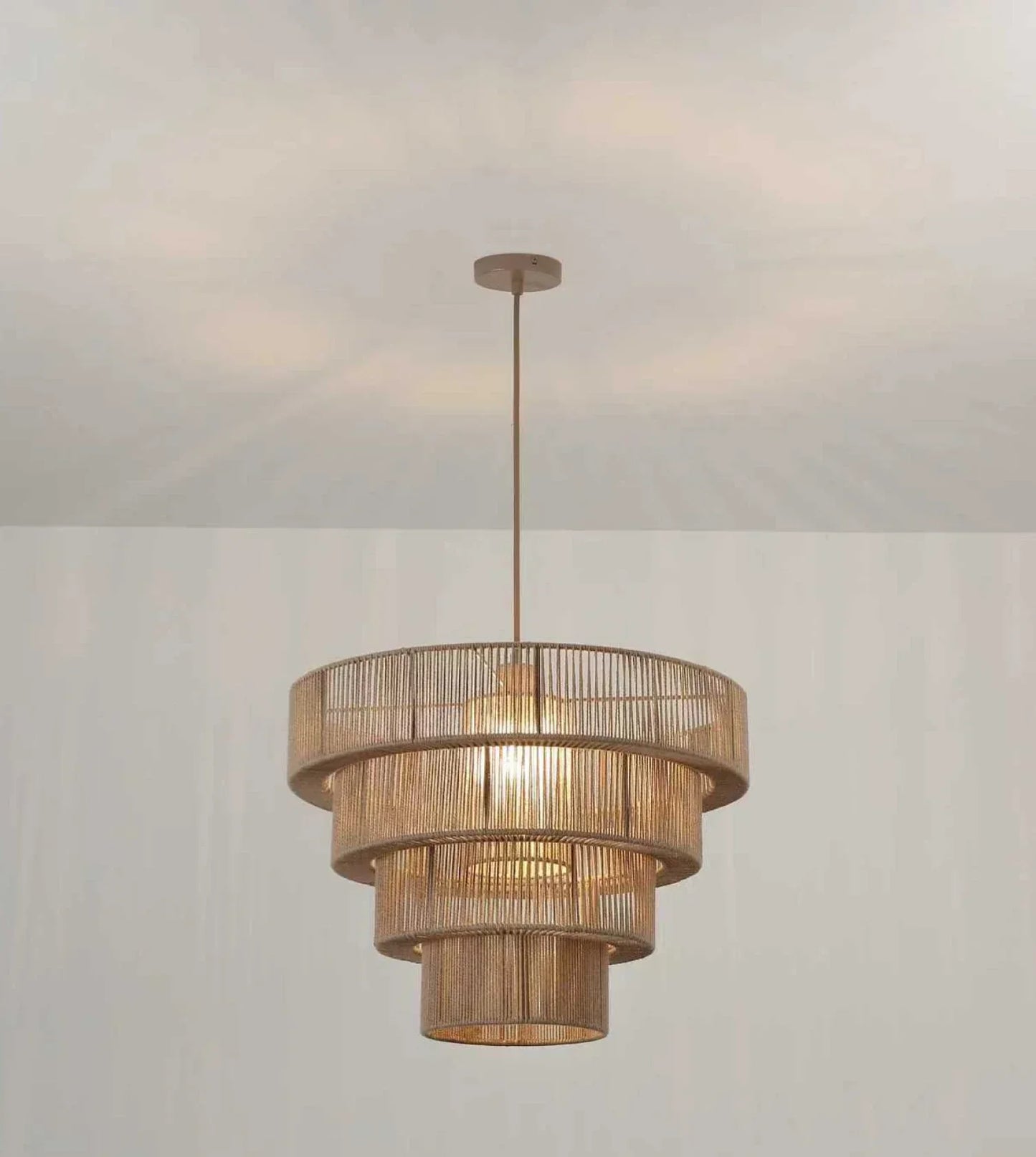 Hanglamp Gevlochten Katoen Taupe 50cm Boho Scandinavisch Verstelbaar