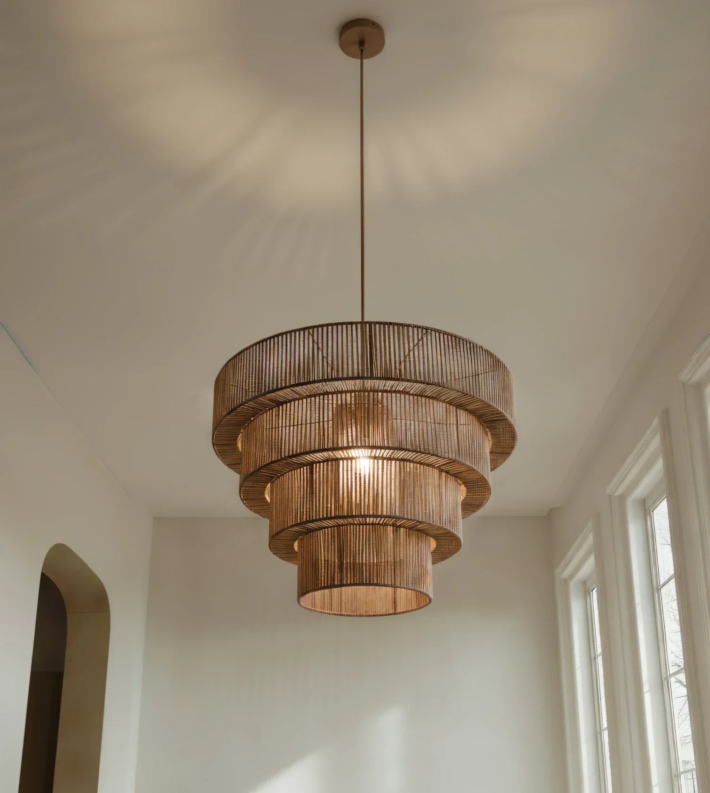Hanglamp Gevlochten Katoen Taupe 50cm Boho Scandinavisch Verstelbaar
