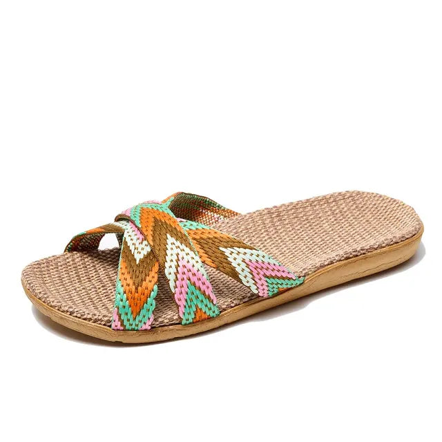 Linnen Slippers Lichte Comfortabele Thuis