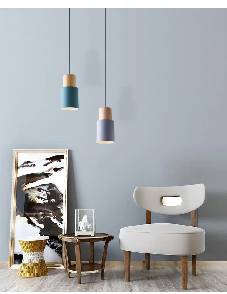 Hanglamp Cilinder IJzer Hout Geborsteld Nikkel E27 Scandinavisch Woonkamer Eetkamer