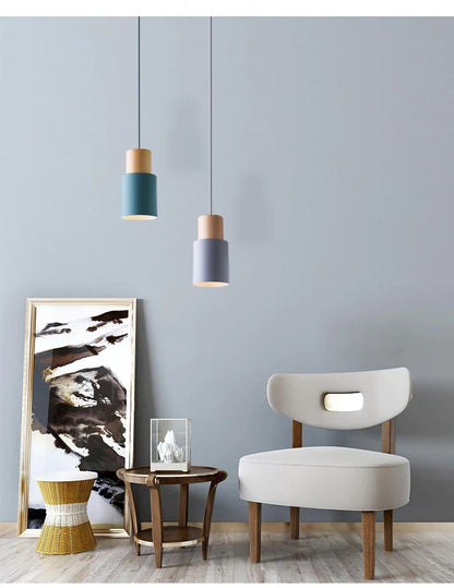 Hanglamp Cilinder IJzer Hout Geborsteld Nikkel E27 Scandinavisch Woonkamer Eetkamer