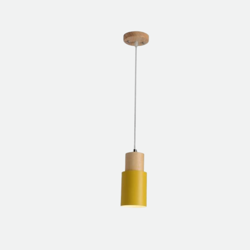 Hanglamp Cilinder IJzer Hout Geborsteld Nikkel E27 Scandinavisch Woonkamer Eetkamer