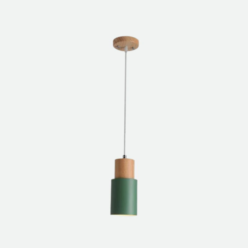 Hanglamp Cilinder IJzer Hout Geborsteld Nikkel E27 Scandinavisch Woonkamer Eetkamer