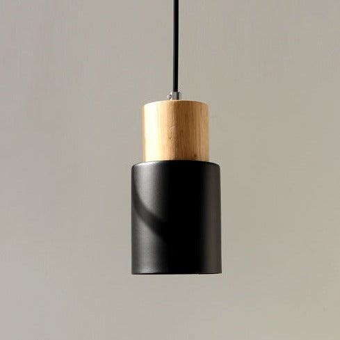 Hanglamp Cilinder IJzer Hout Geborsteld Nikkel E27 Scandinavisch Woonkamer Eetkamer