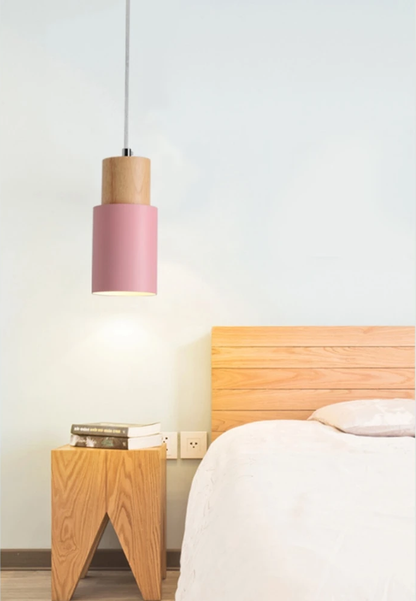 Hanglamp Cilinder IJzer Hout Geborsteld Nikkel E27 Scandinavisch Woonkamer Eetkamer