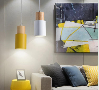 Hanglamp Cilinder IJzer Hout Geborsteld Nikkel E27 Scandinavisch Woonkamer Eetkamer