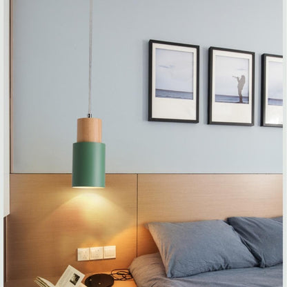 Hanglamp Cilinder IJzer Hout Geborsteld Nikkel E27 Scandinavisch Woonkamer Eetkamer