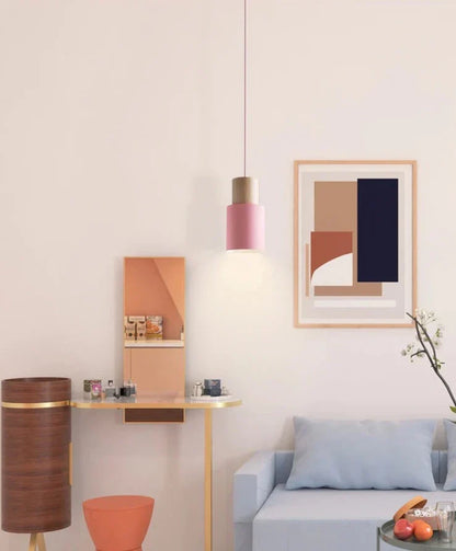 Hanglamp Cilinder IJzer Hout Geborsteld Nikkel E27 Scandinavisch Woonkamer Eetkamer