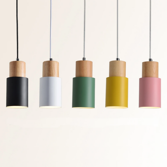 Hanglamp Cilinder IJzer Hout Geborsteld Nikkel E27 Scandinavisch Woonkamer Eetkamer